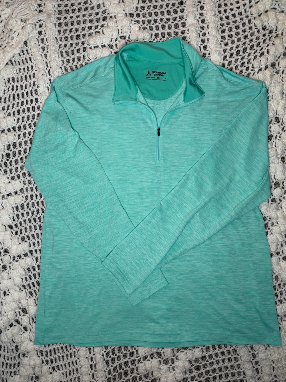 Men's Bermuda Sands Mint-Teal Half-Zip Performance Sweater